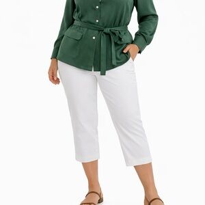 Santana Capris Denim Stretch Pants Lightweight Cotton Twill Fabric NEW White 16